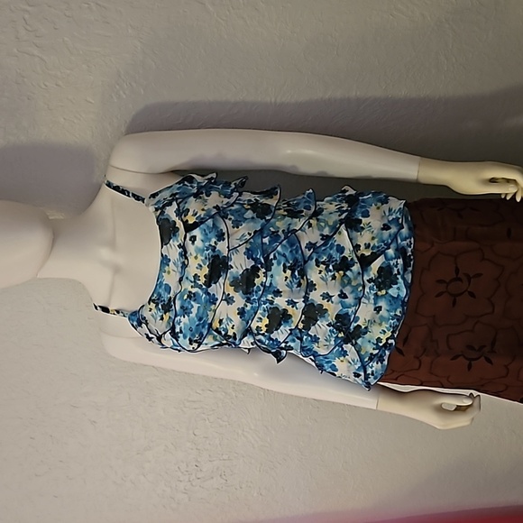 3/$30 Whbm 1990s Fairycore Floral Layered Spaghetti Strap Chiffon Slip Top - Picture 6 of 8